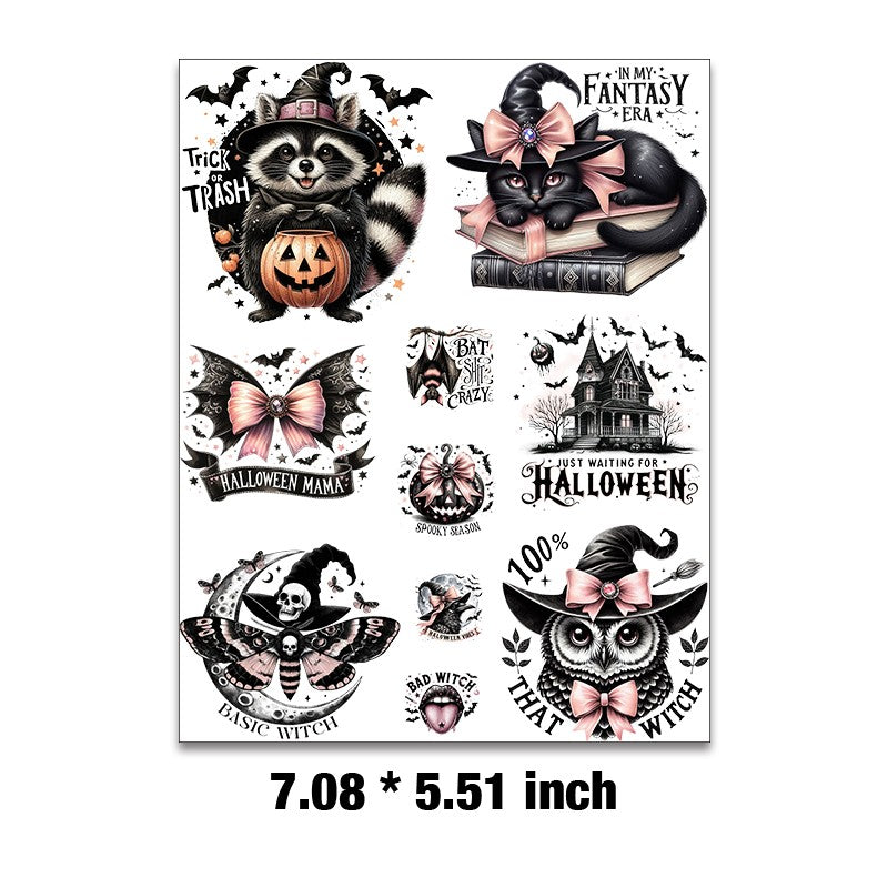 E-37- Pink and black Halloween collection Embossed sticker 1 Pcs