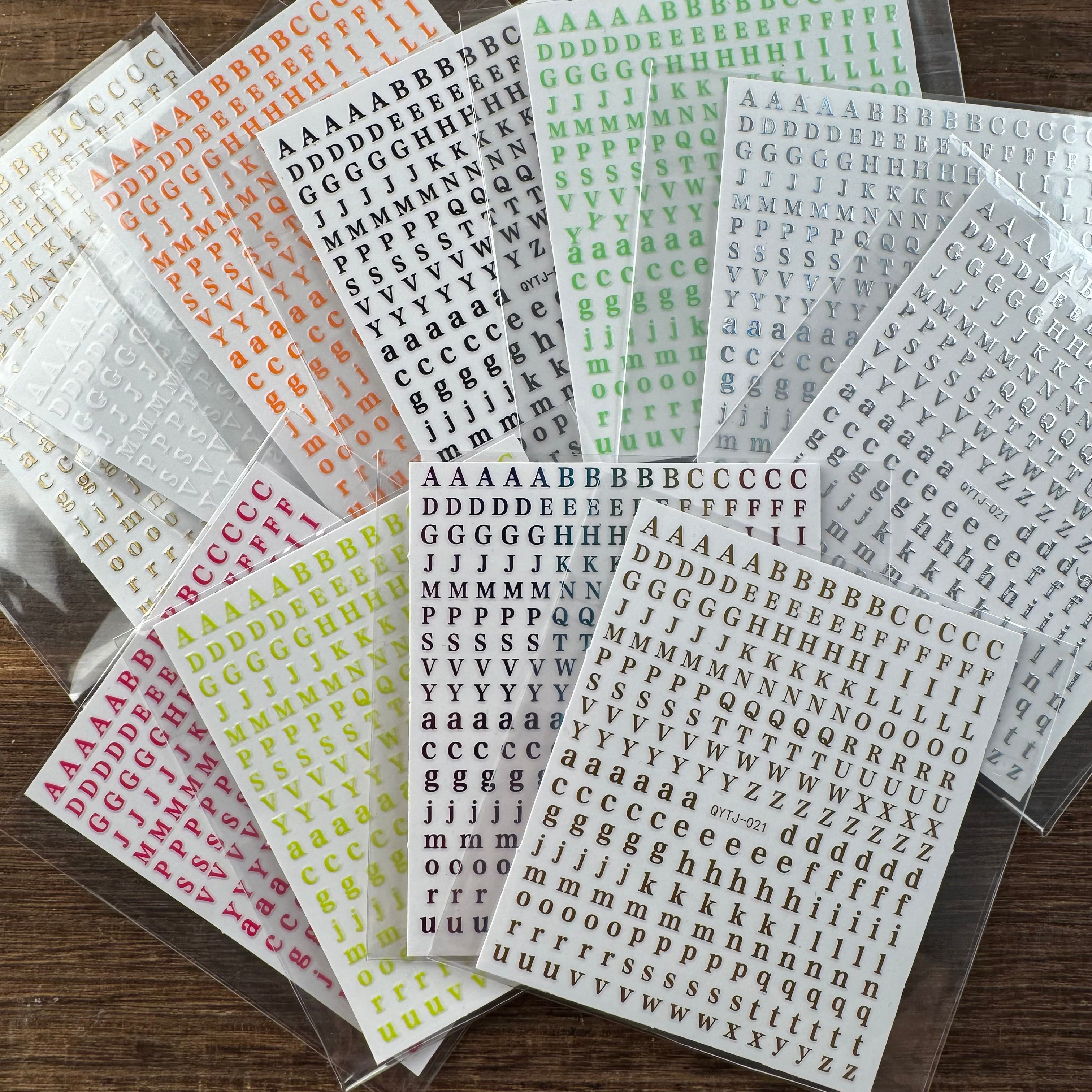 mini embossed letter sticker 1 set 11 pack