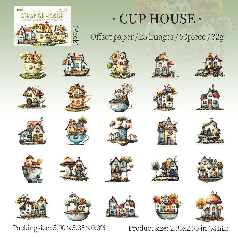0622 Strange House cardstock Sticker -50Pcs each pack