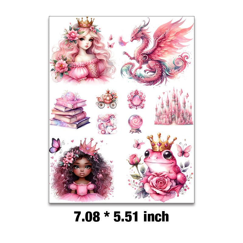 E-39- Pink princess collection Embossed sticker 1 Pcs