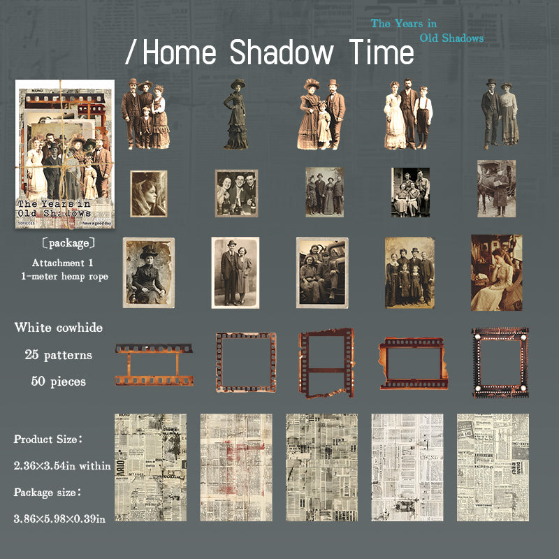 Vintage photo Solid sticker -50Pcs each pack