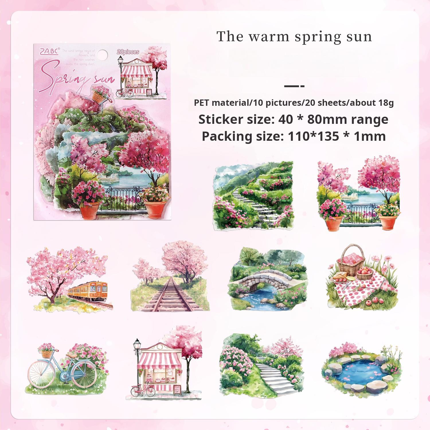 0726 Four seasons scenery PET die cut Sticker -20Pcs each pack