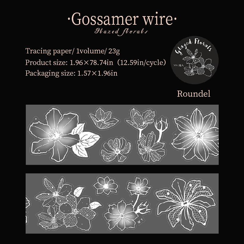 Glazed Floral Vellum paper Tape (5cm x 2m)