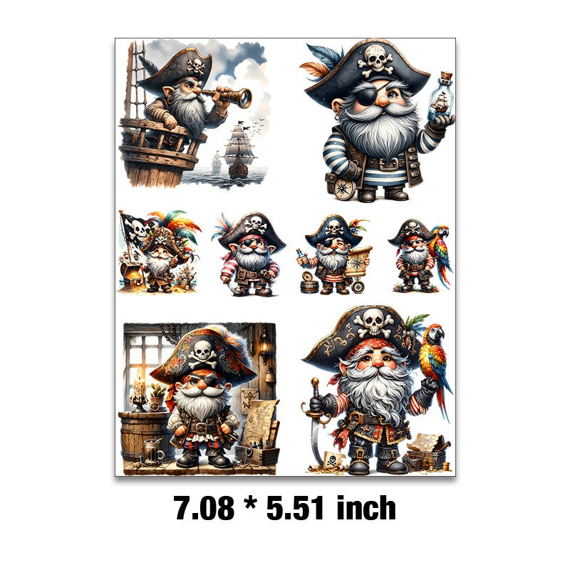 E-40- Pirate gnome Embossed sticker 1 Pcs