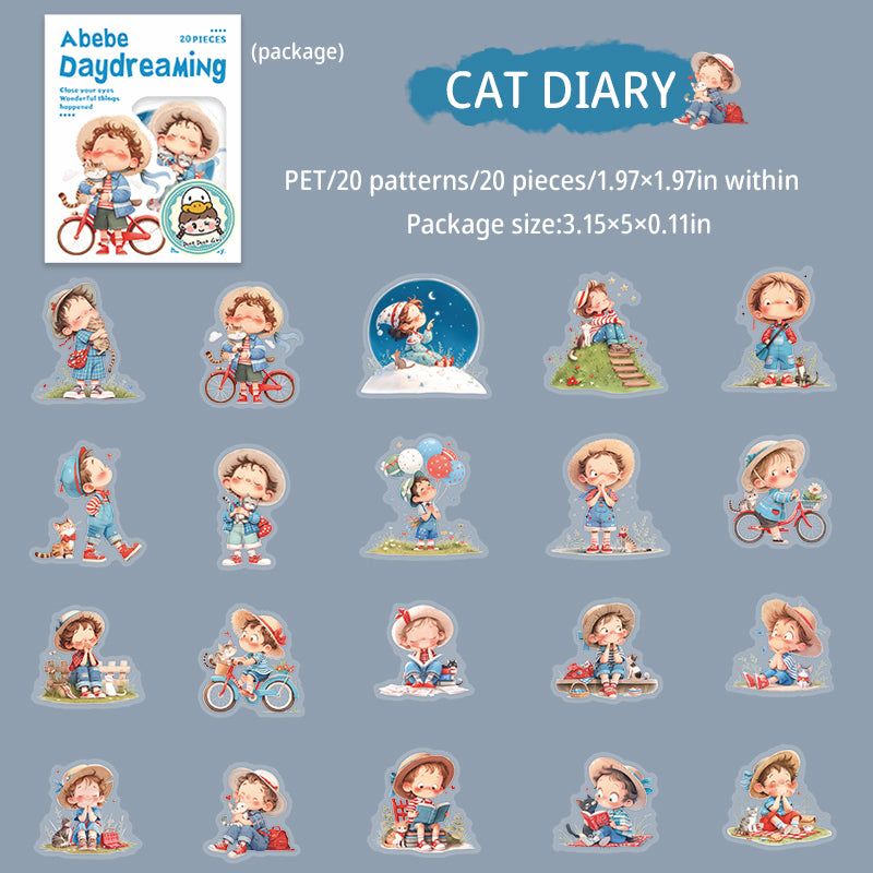 Little Boy's Sleepwalking PET Sticker -20Pcs each pack