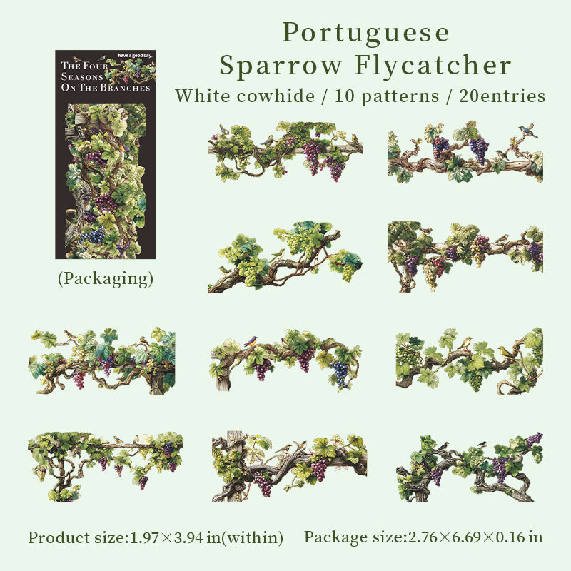 Four seasons on the branches Solid sticker -20Pcs each pack