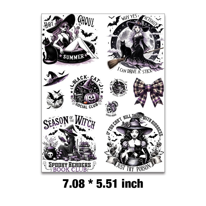E-41- Purple witch Embossed sticker 1 Pcs