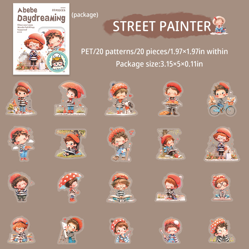 Little Boy's Sleepwalking PET Sticker -20Pcs each pack