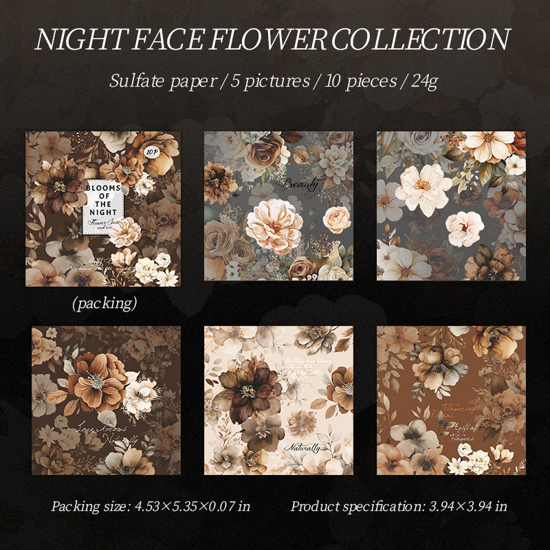 Flowers in the Night Paper Stickers -10Pcs each pack