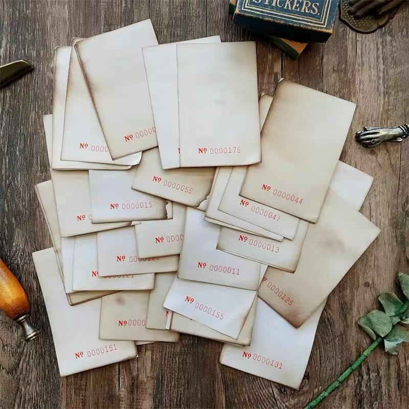 Vintage Numbered Memo Hand-Dyed Paper -10Pcs each pack (Random Numbering)