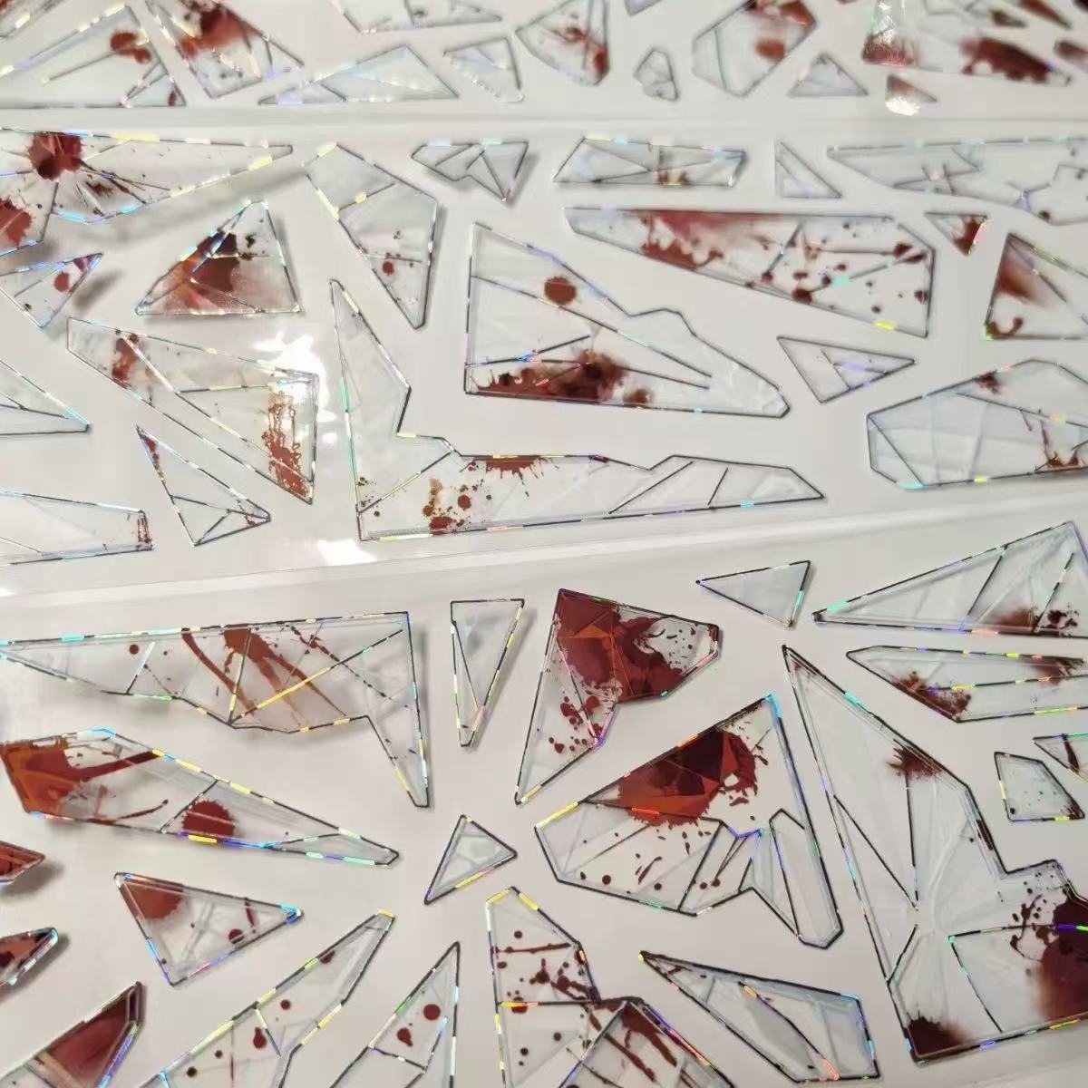 Blood Red Shattered Glass Shell Silver PET Tape (6 x 100 cm) 1 loop