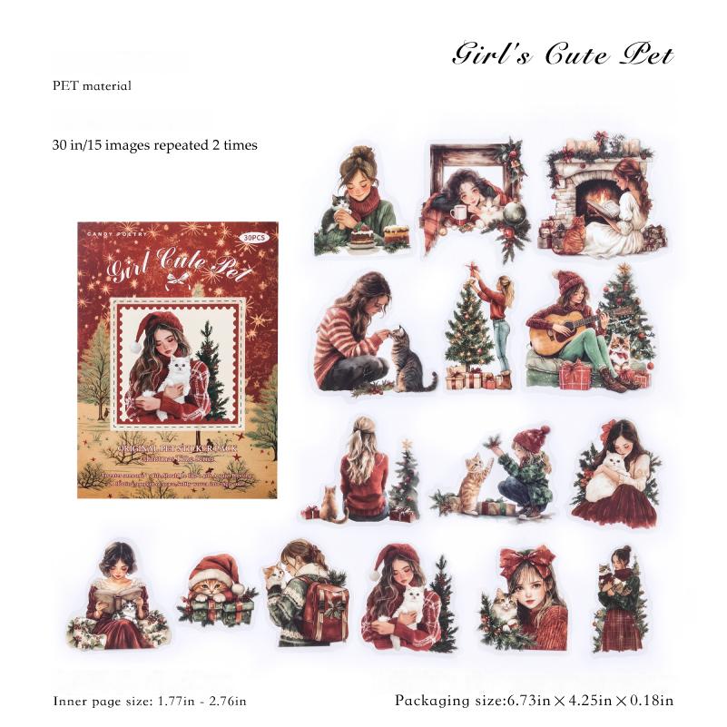0827 Christmas time PET Sticker -30Pcs each pack
