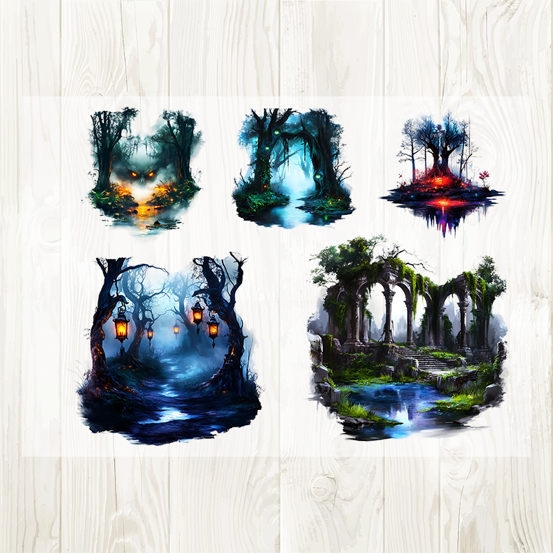 Dark Swamp sticker sheet laid flat