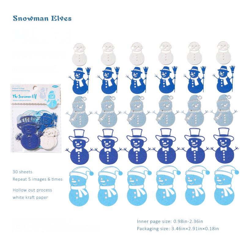 Winter collection die cut Solid paper -30Pcs each pack