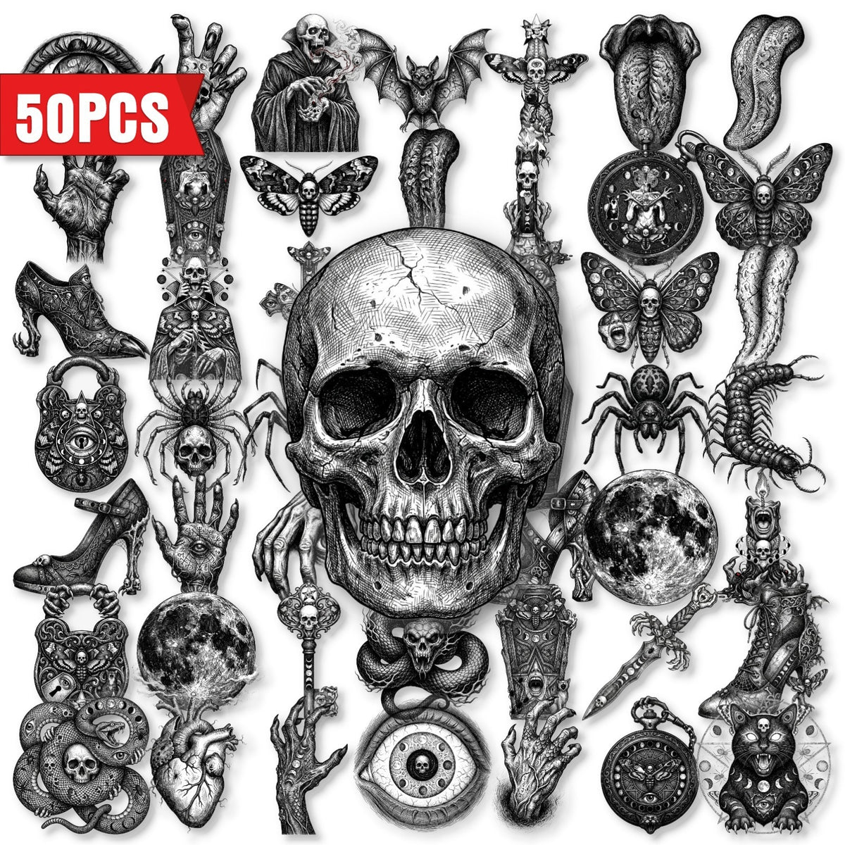 Dark Nightmare Skull sticker size