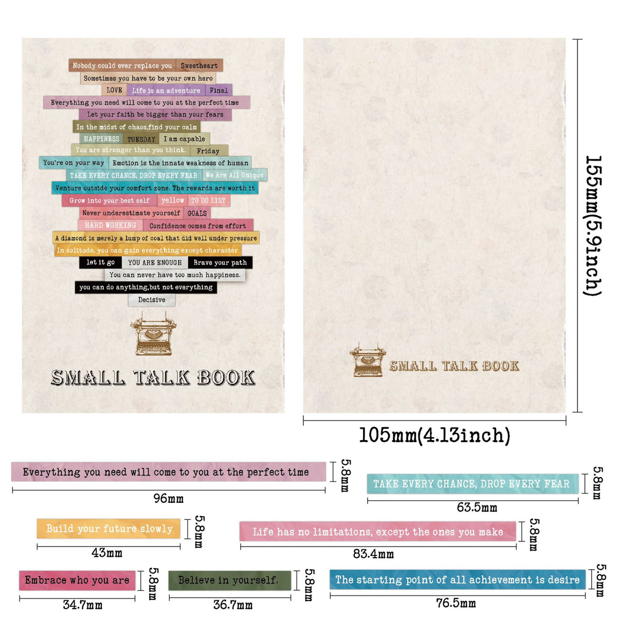 Quote sticker sheet size details
