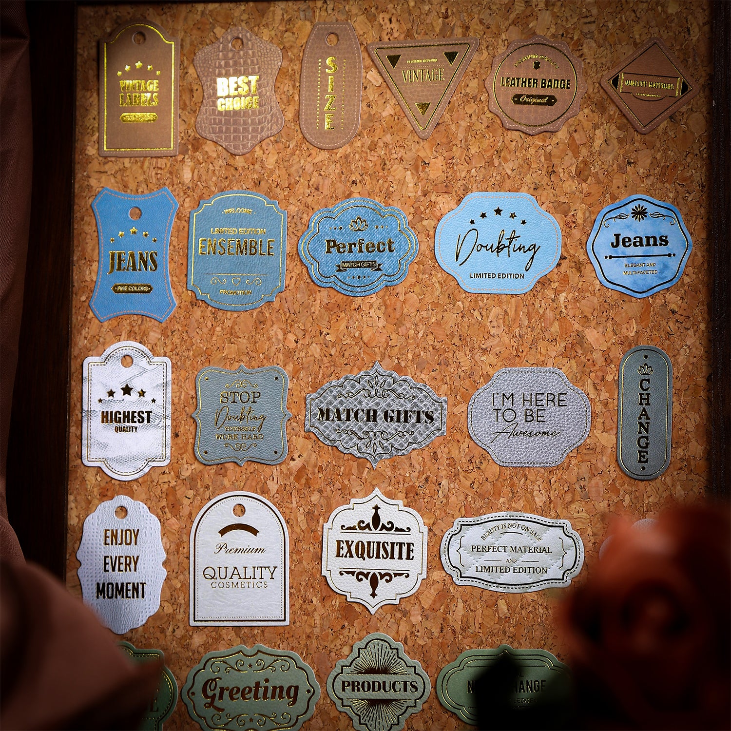 0317 Imitation Leather Label Series cardstock Sticker -20Pcs each pack