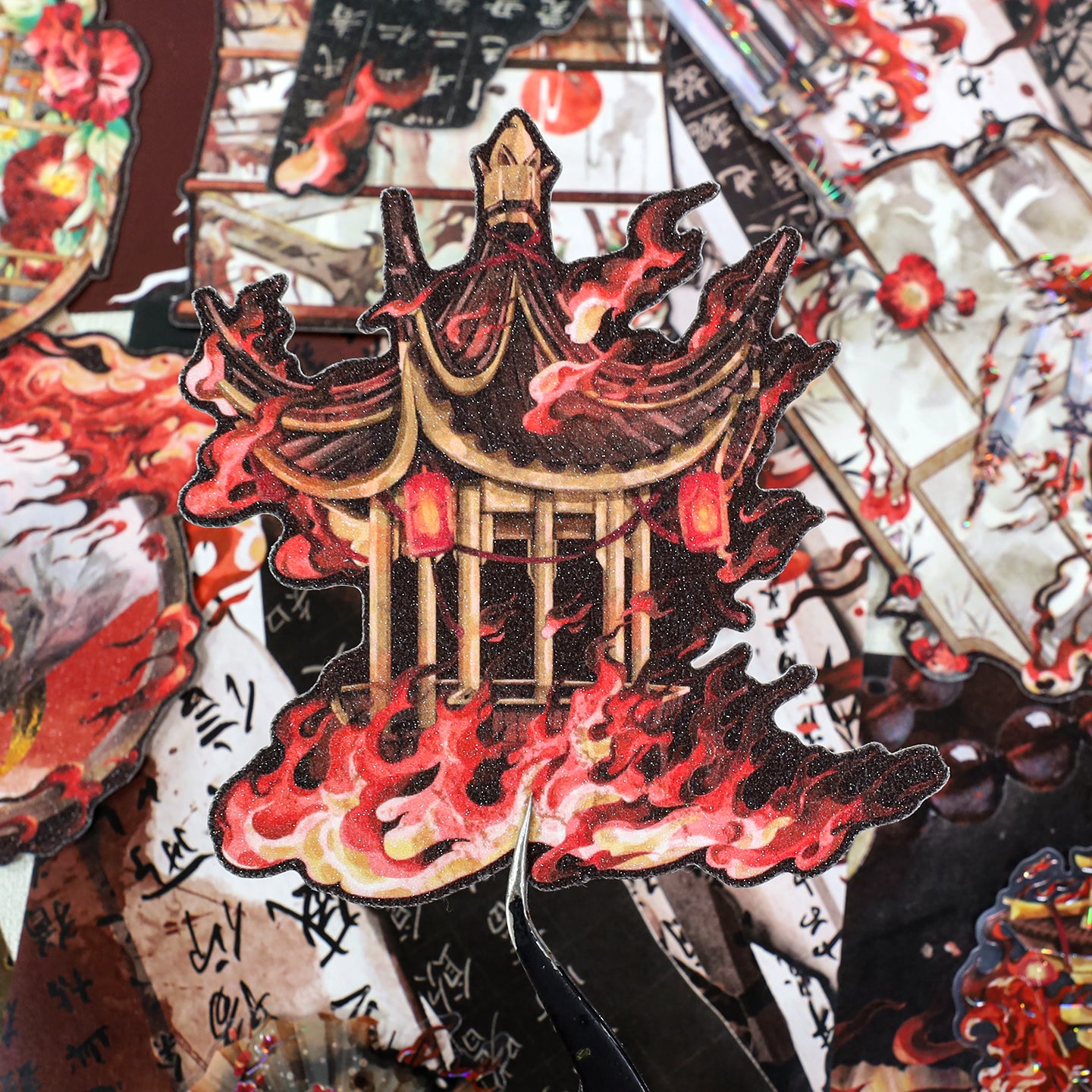 Fiery Ink & Sword Theme Mixed pack journaling ephemera -52Pcs each pack