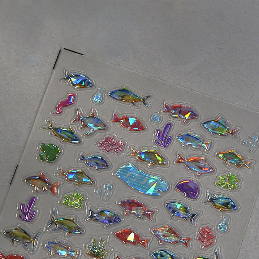 0913 M212- Marine life Embossed Mini sticker 1 Pcs