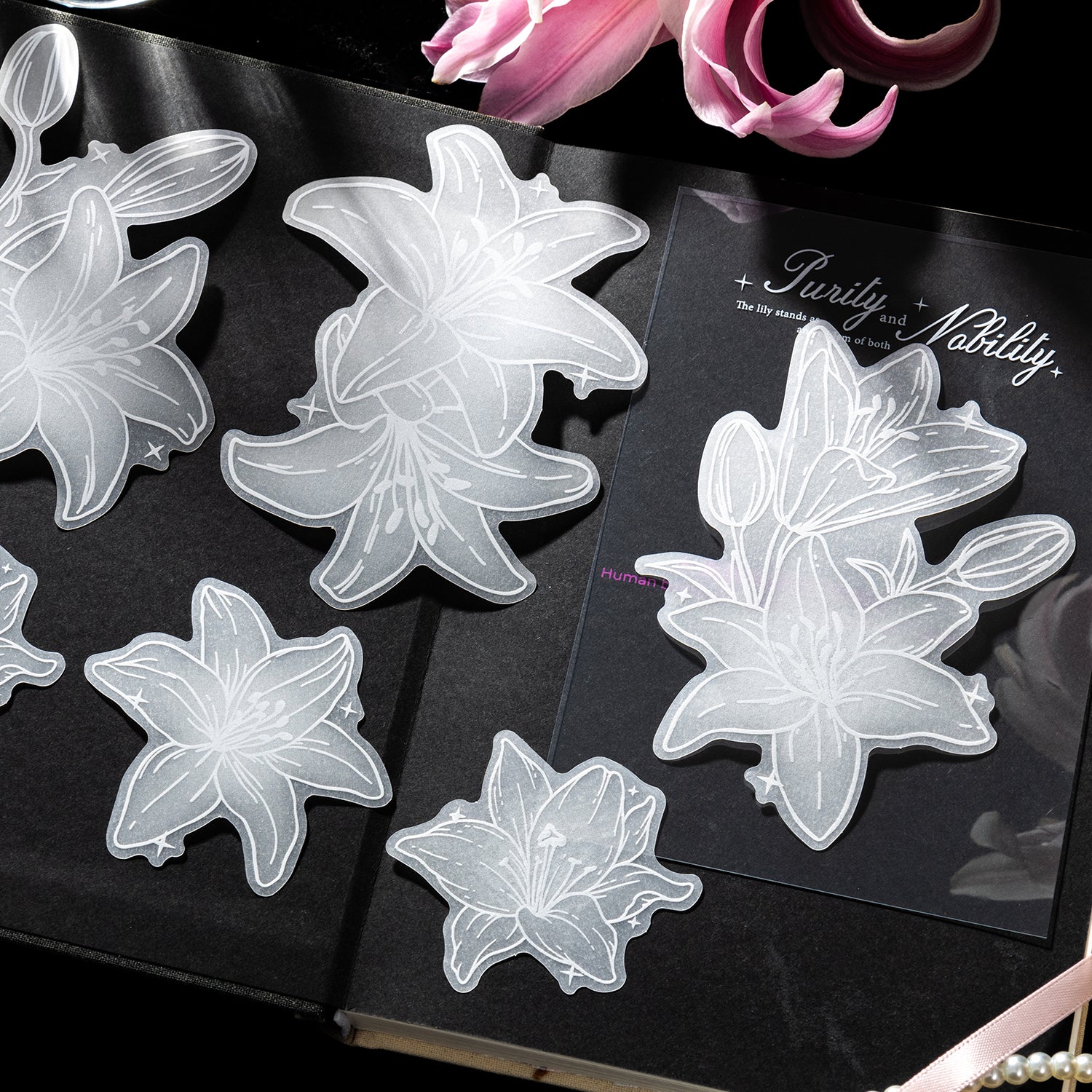 260513 Glazed Lily vellum paper Sticker -10Pcs each pack