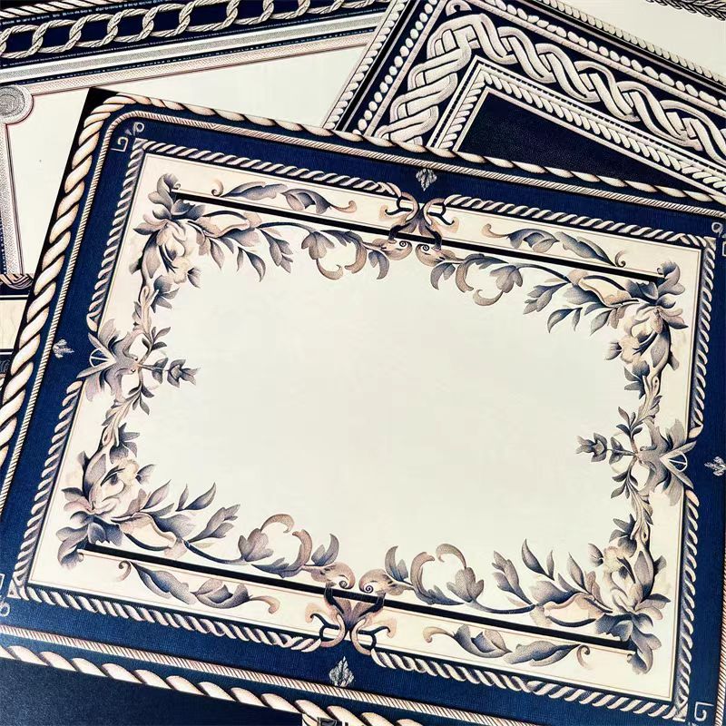 0423 A4 size Baroque Floral Border Style Paper 5 pcs