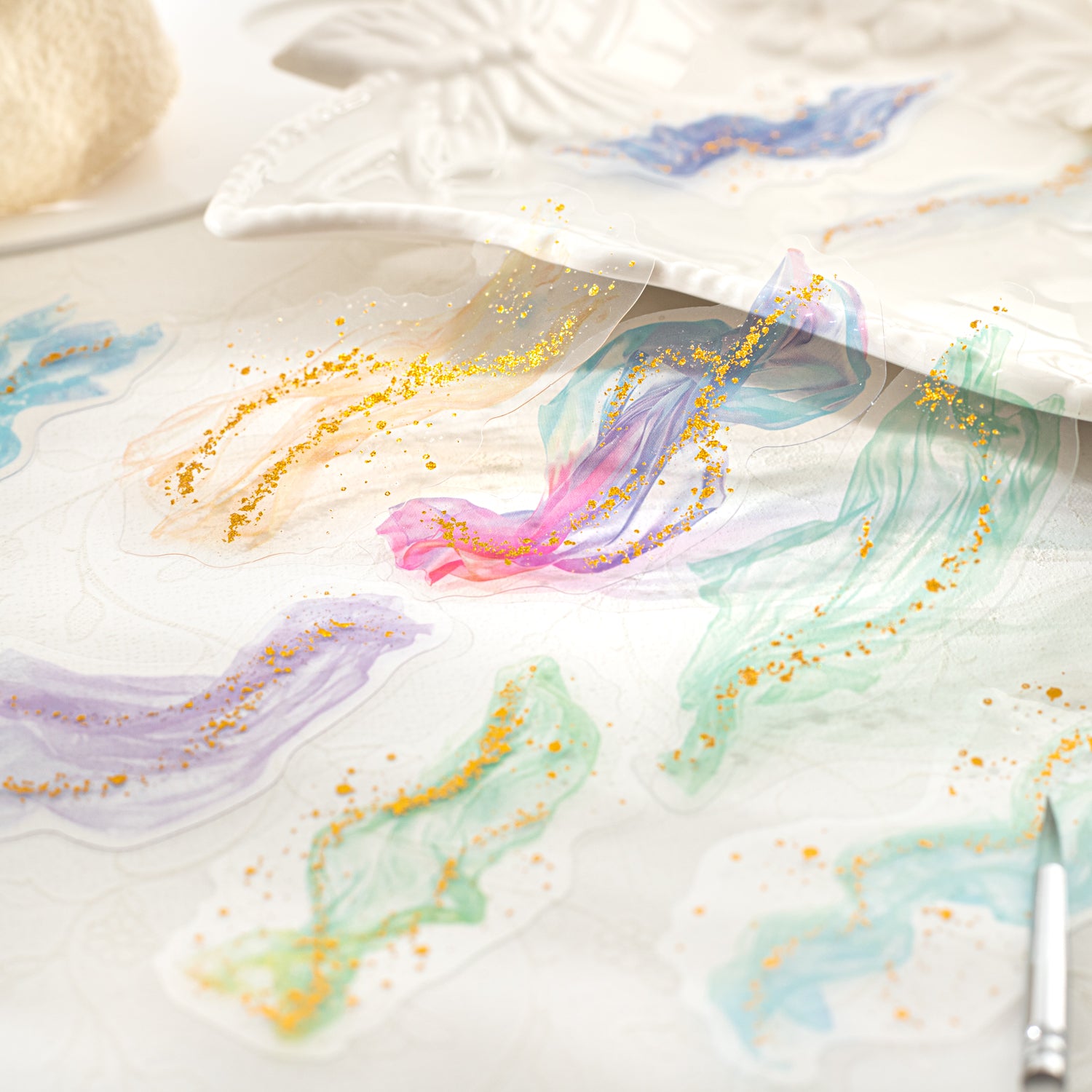 0807 Gilded gauze PET Sticker -10Pcs each pack