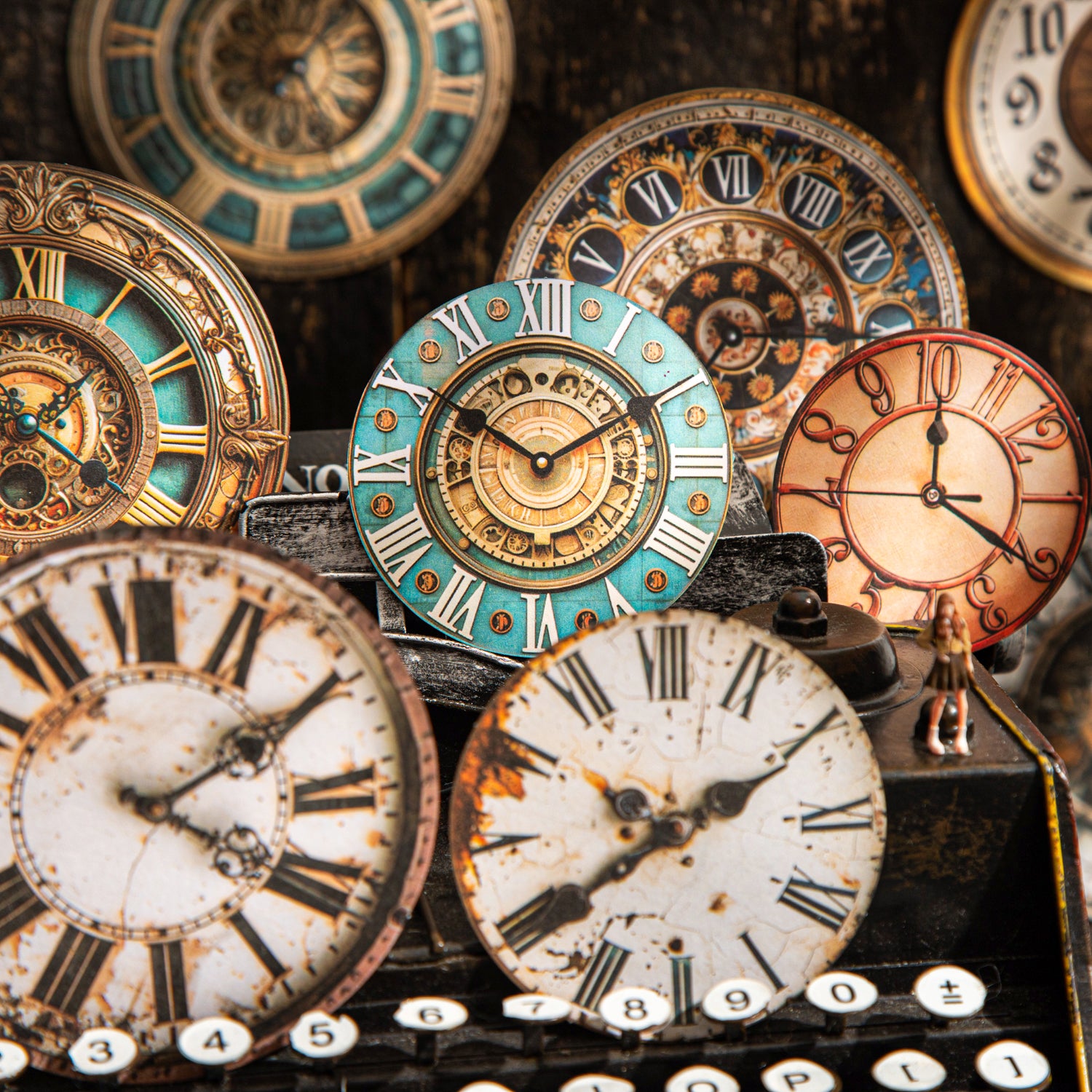 Vintage clock cardstock sticker -20Pcs each pack