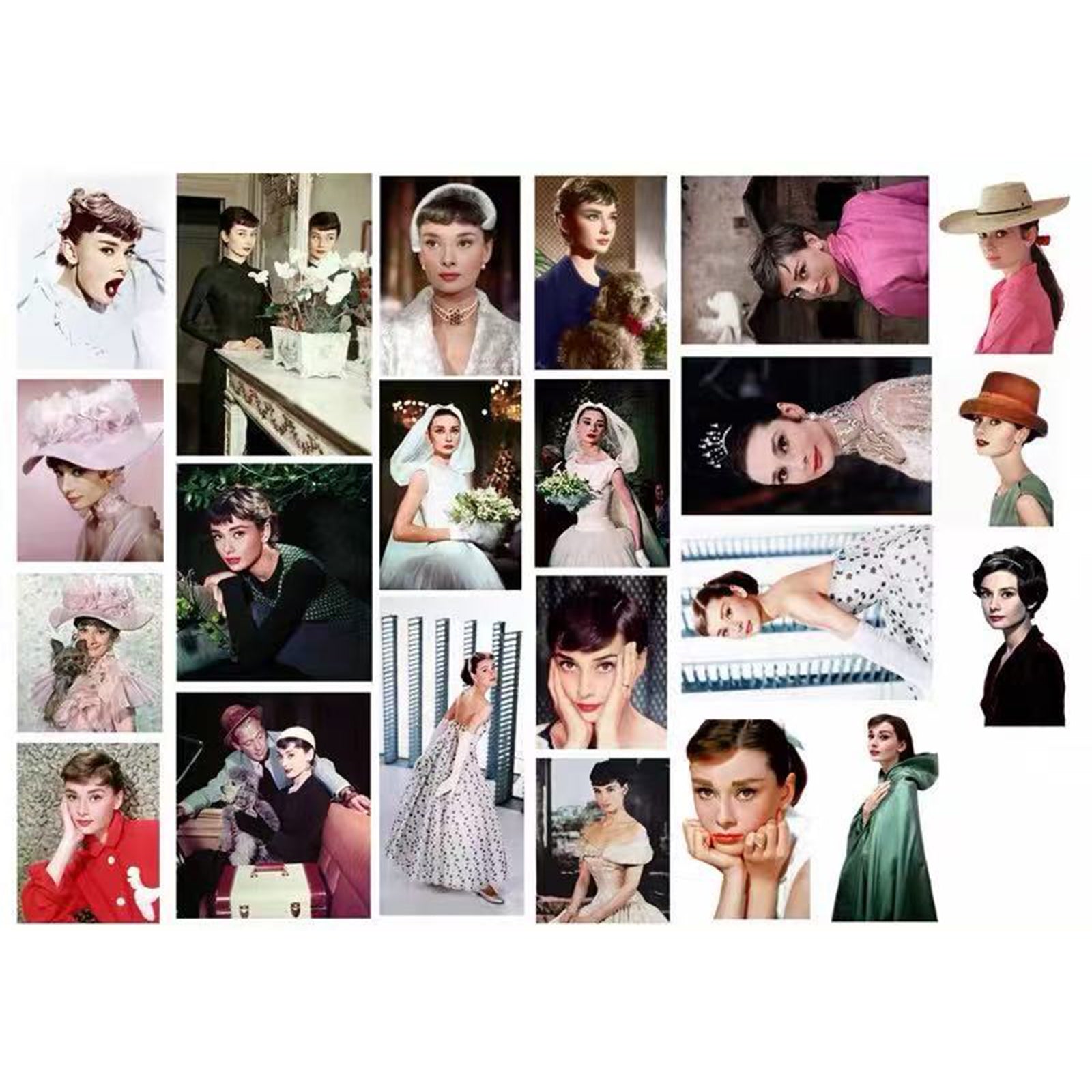 22 Vintage Audrey Hepburn solid sticker with white border