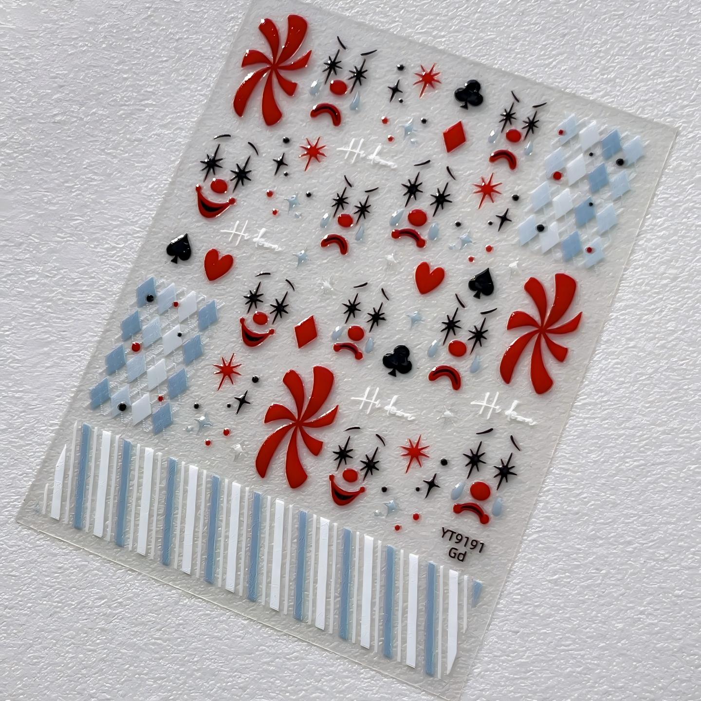 M341- Clown Embossed Mini sticker 1 Pcs