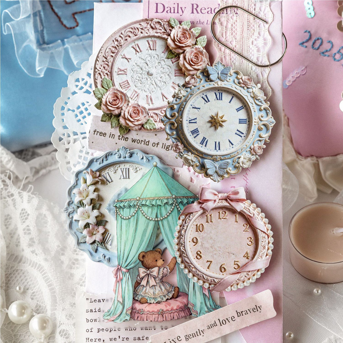 Clock sticker on journal page