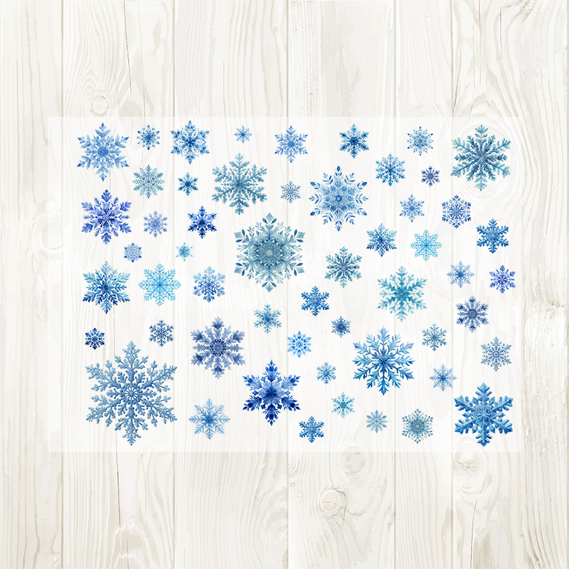 Snowflake sticker sheet laid flat