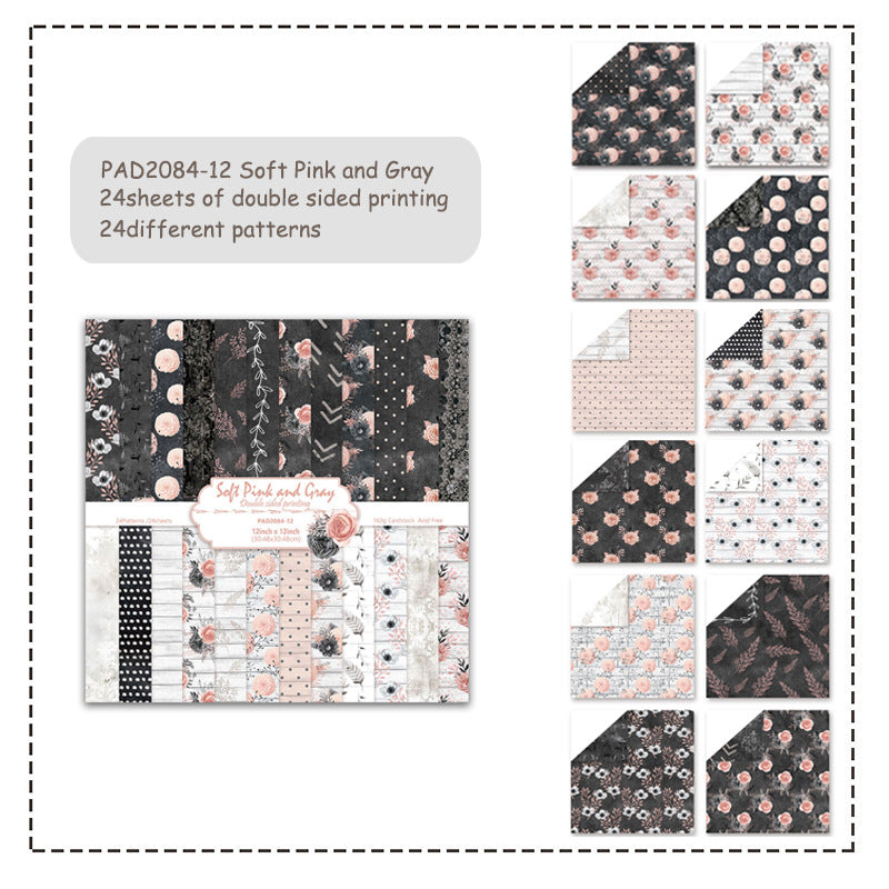 0515 Vintage Scrapbook Paper 12×12 inch -24 Sheets Double-Sided printed