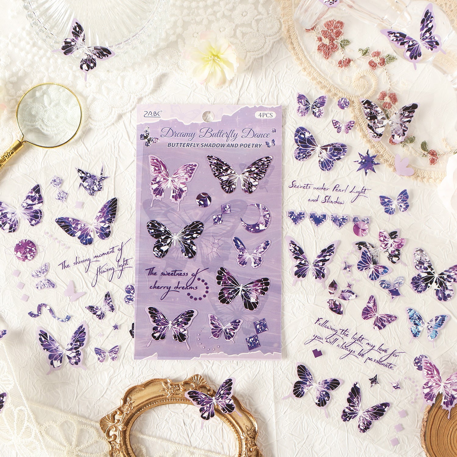 0801 Butterfly PET Sticker -4Pcs each pack