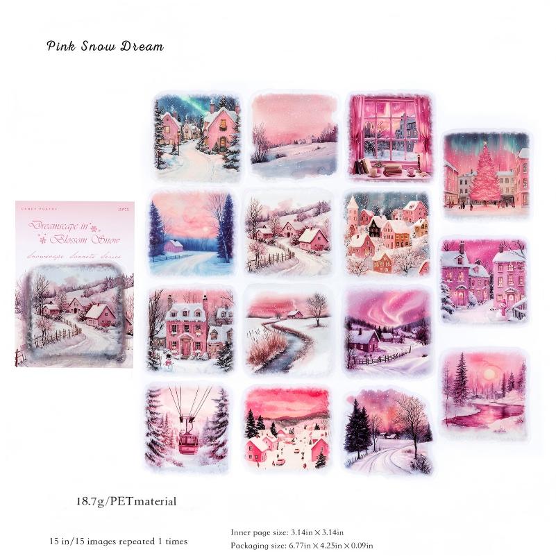 Snow scene PET sticker -15Pcs each pack