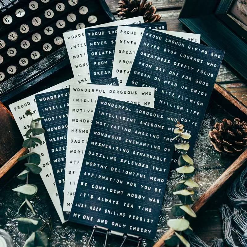 Vintage Art Font Quote Stickers -8Pcs each pack