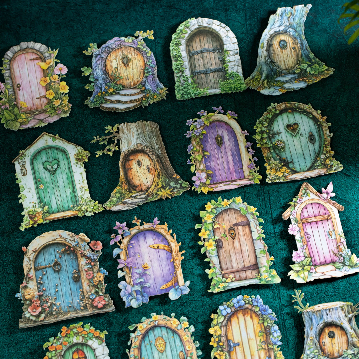 0731 Wooden door cardstock die cut Sticker -10Pcs each pack