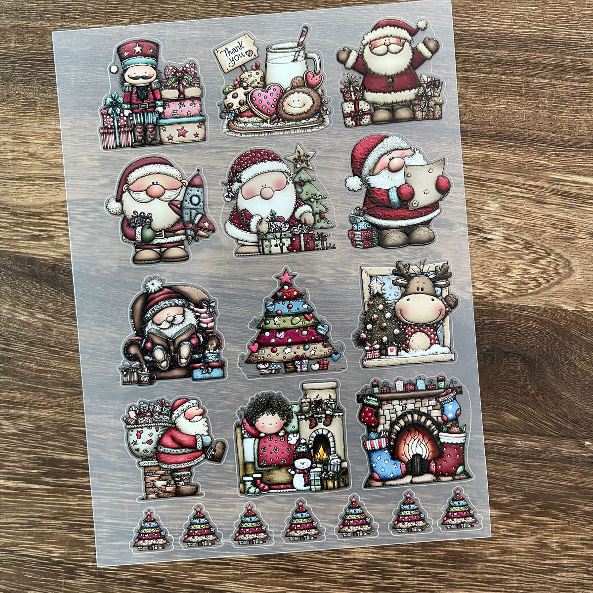 Full vintage santa claus PET sticker sheet