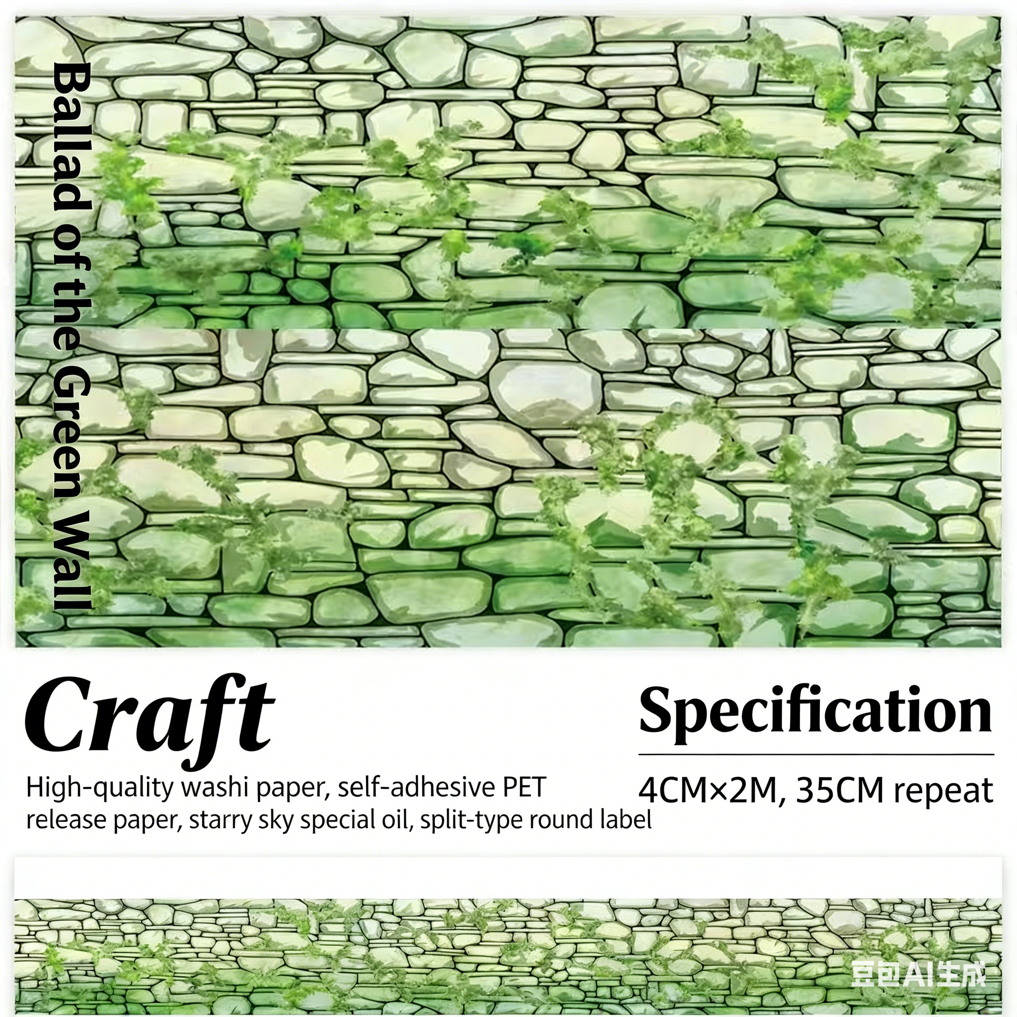 Moss stone wall Washi Tape -4cm*2m