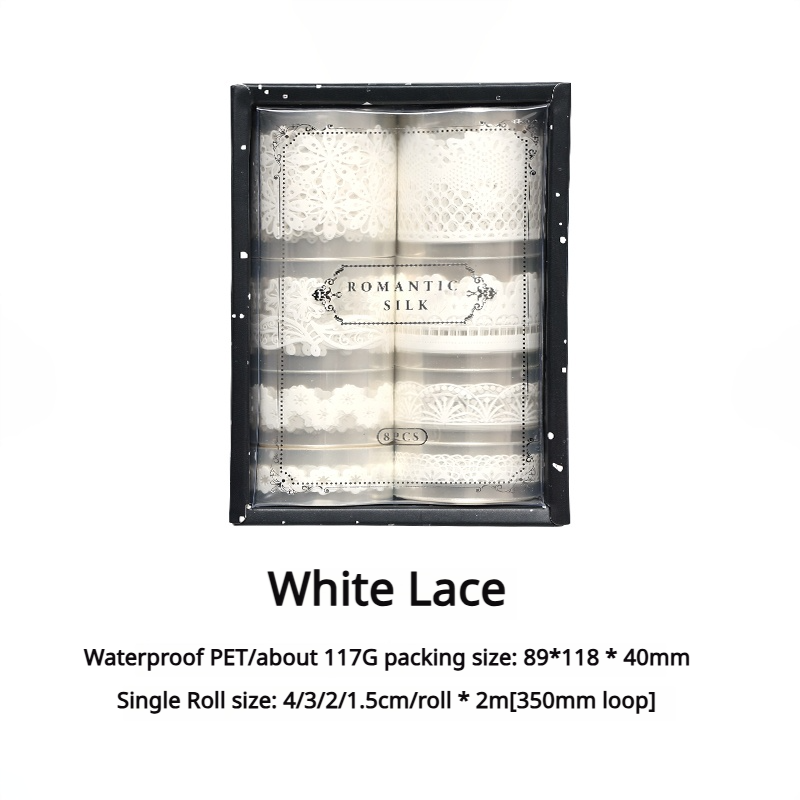 0517 White Lace PET Tape Set 8 rolls