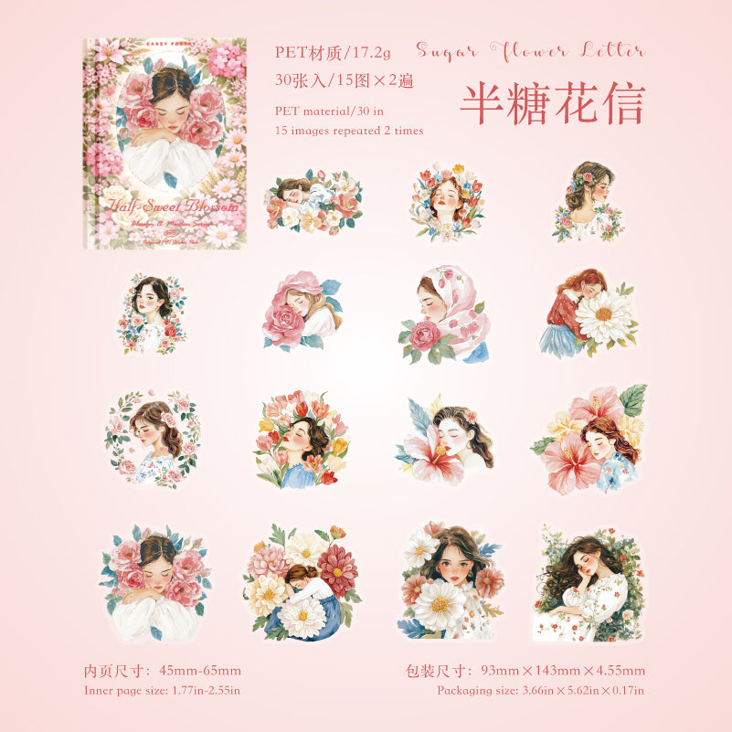 Flower Girl PET sticker -30Pcs each pack