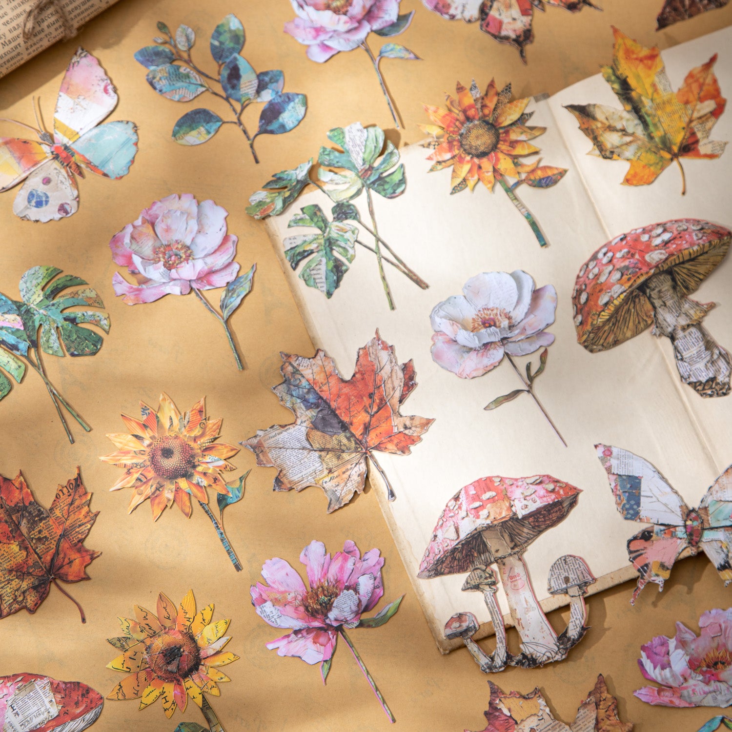 0826 Vintage plant cardstock Sticker -10Pcs each pack