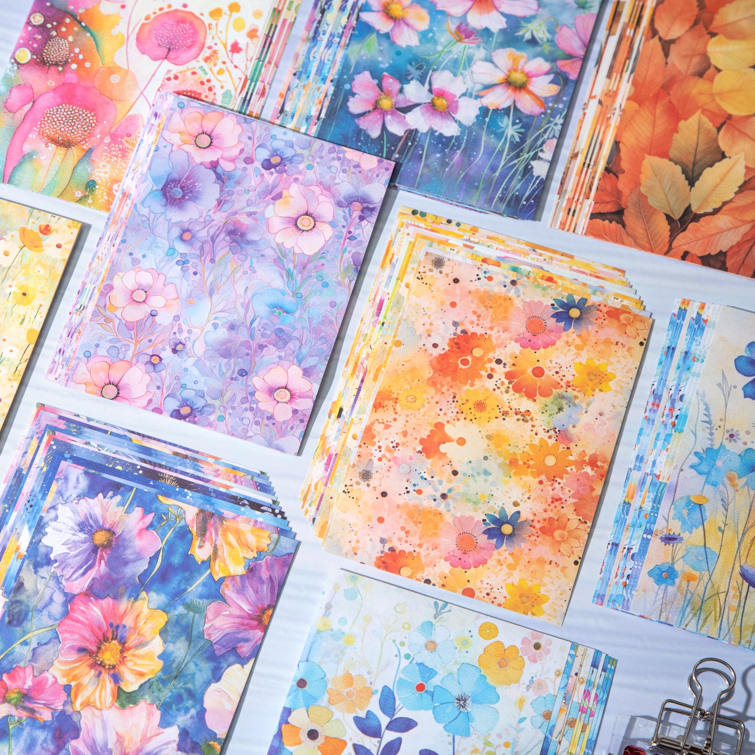 0826 Watercolor flowers Solid paper -30Pcs each pack