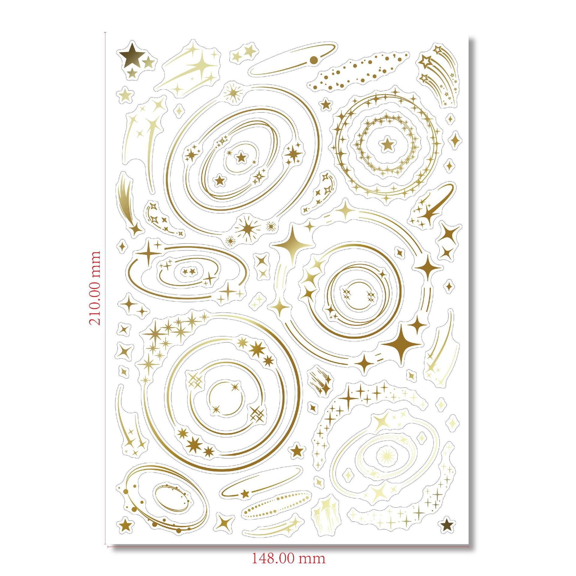 Gold & Silver Foil Star & Moon Holographic Die-Cut Stickers, 1 sheet