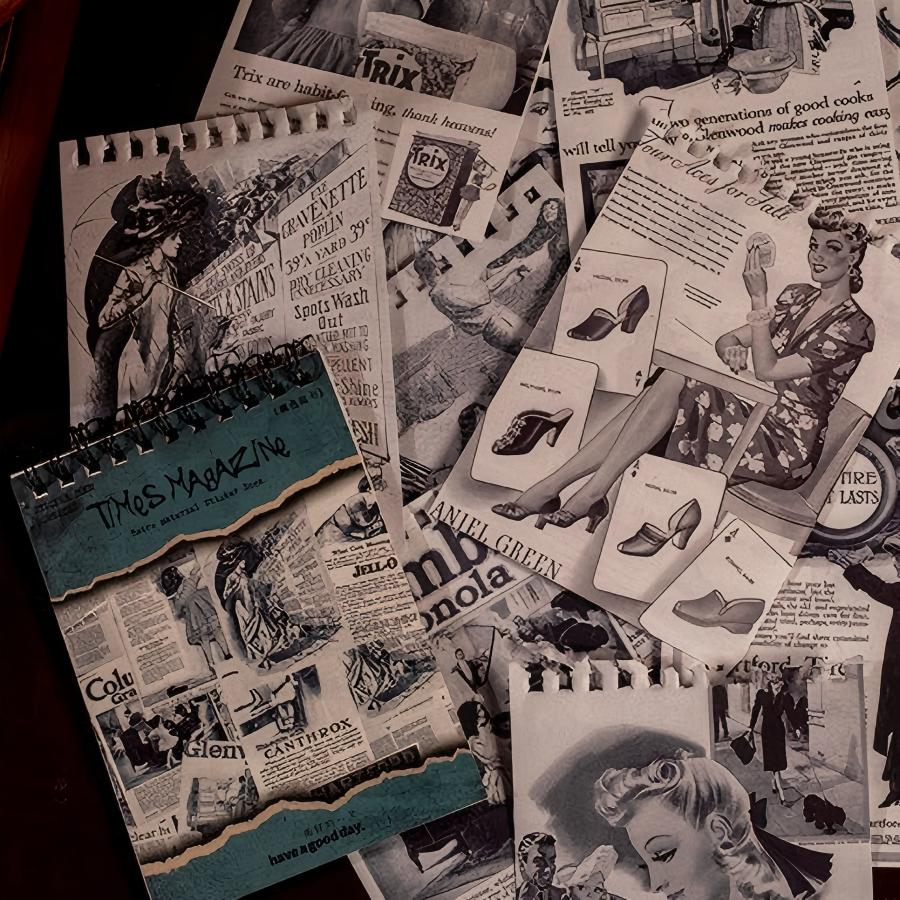 Vintage Faded Newspapers Writing Paper Stickers Book -20Pcs each pack