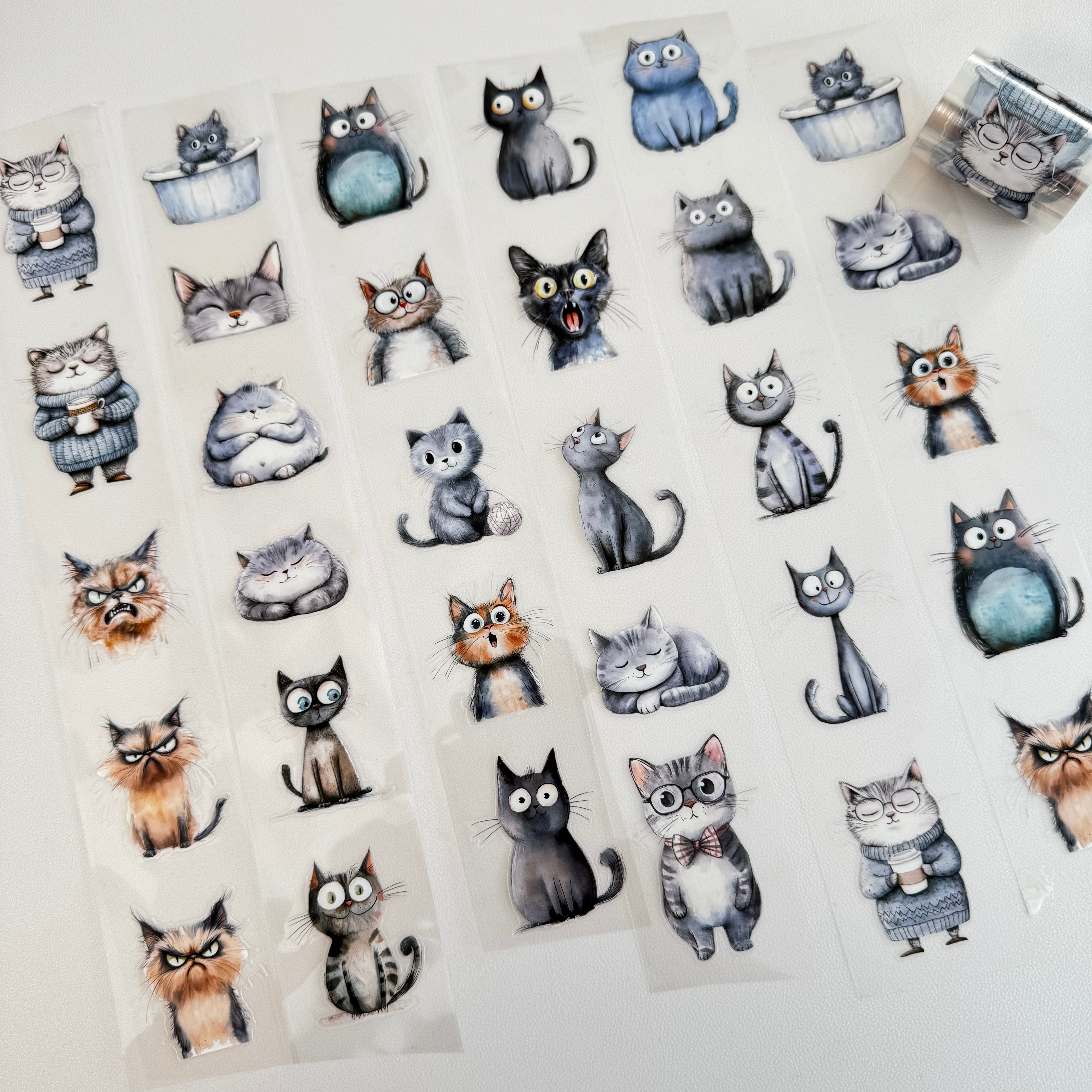 Emotional cat pre-cut PET tape 1 loop 5.5CM*2M