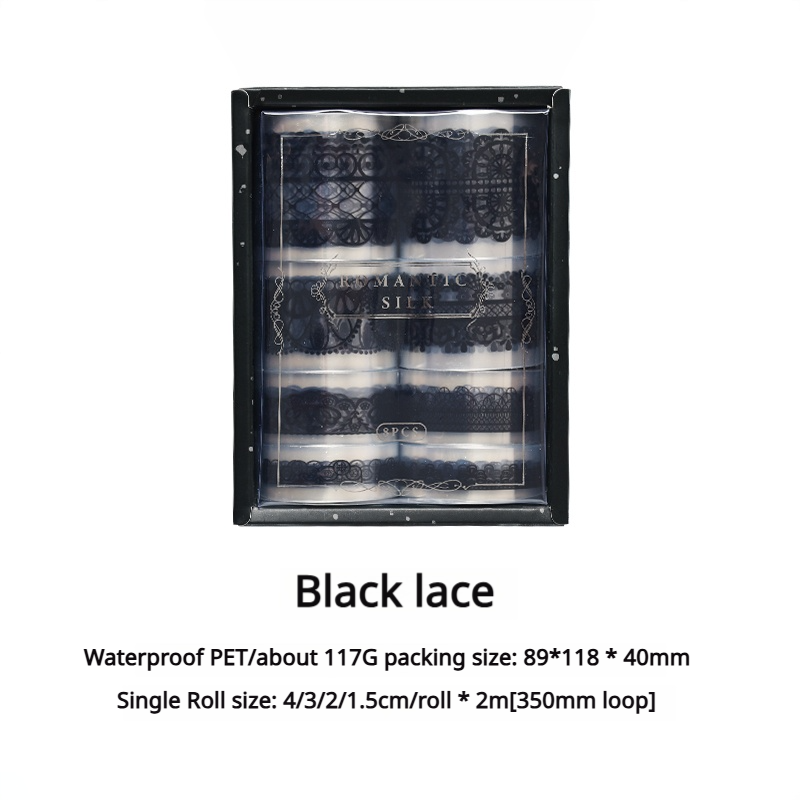 0517 Black lace PET Tape Set 8 rolls