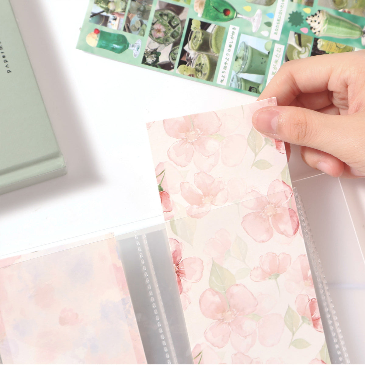 Storing decorative paper in the tape album pockets