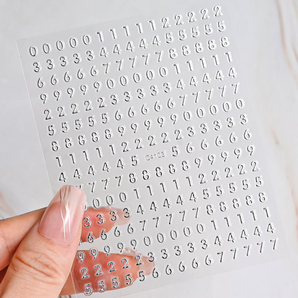M190- Number Embossed Mini sticker 1 Pcs