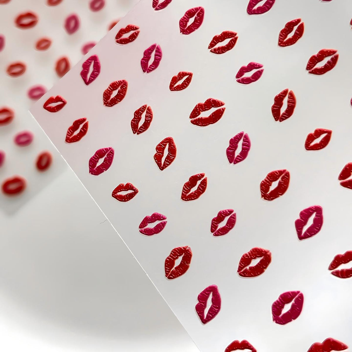 M339- Sexy Red Lip Prints Embossed Mini sticker 1 Pcs