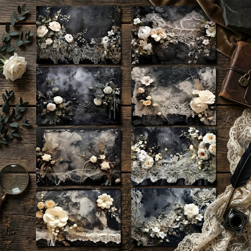 Dark Lace White Camellia papers spread